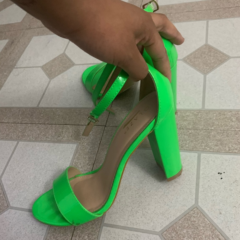 Bright green high heels
